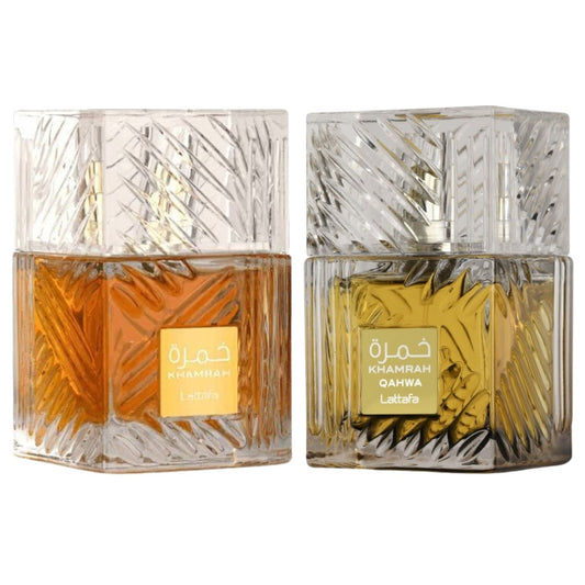 Lattafa Khamrah and Khamrah Qahwa EDP 100ml Bundle