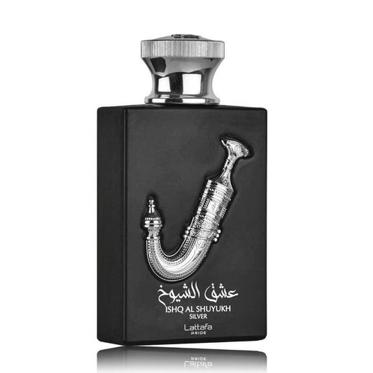 Ishq Al Shuyukh Silver Perfume 100ml Eau De Parfum by Lattafa Pride