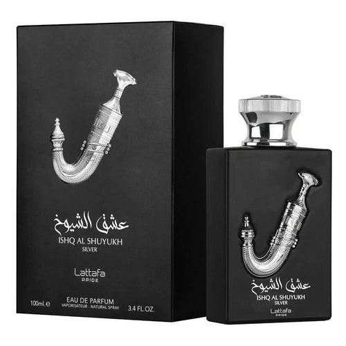 Ishq Al Shuyukh Silver Perfume 100ml Eau De Parfum by Lattafa Pride